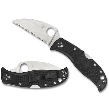 Spyderco 2023 Spyderco, Reveal V5, Rockjumper, Serrated Blade, Black Frn Handles SPY-C254SBK
